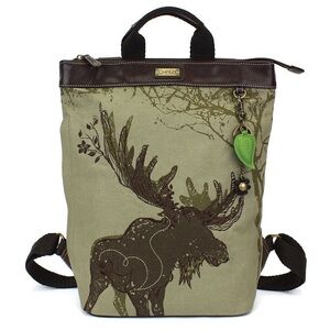 CHALA Safari Backpack Faux Leather/Canvas, Moose -Olive, One Size